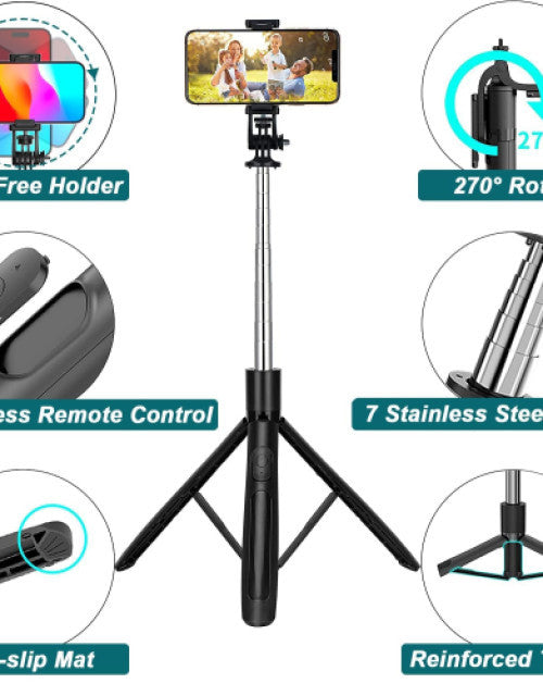 Foldable Tripod Selfie Stick with Bluetooth Remote Control